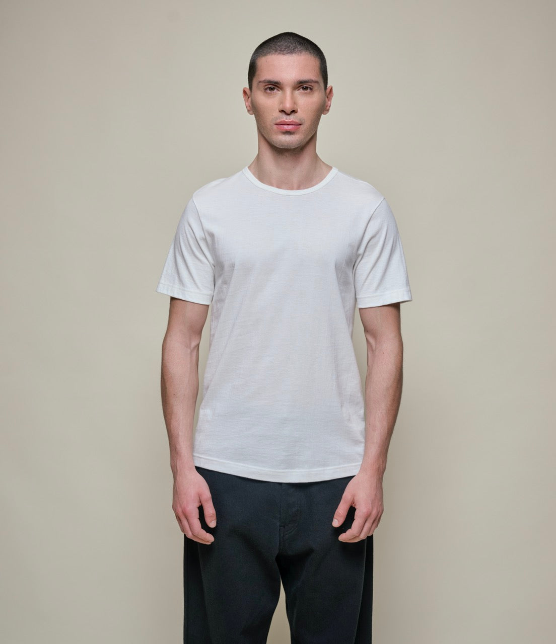 1950s Loopwheeled Classic Fit Lightweight T-Shirt - White