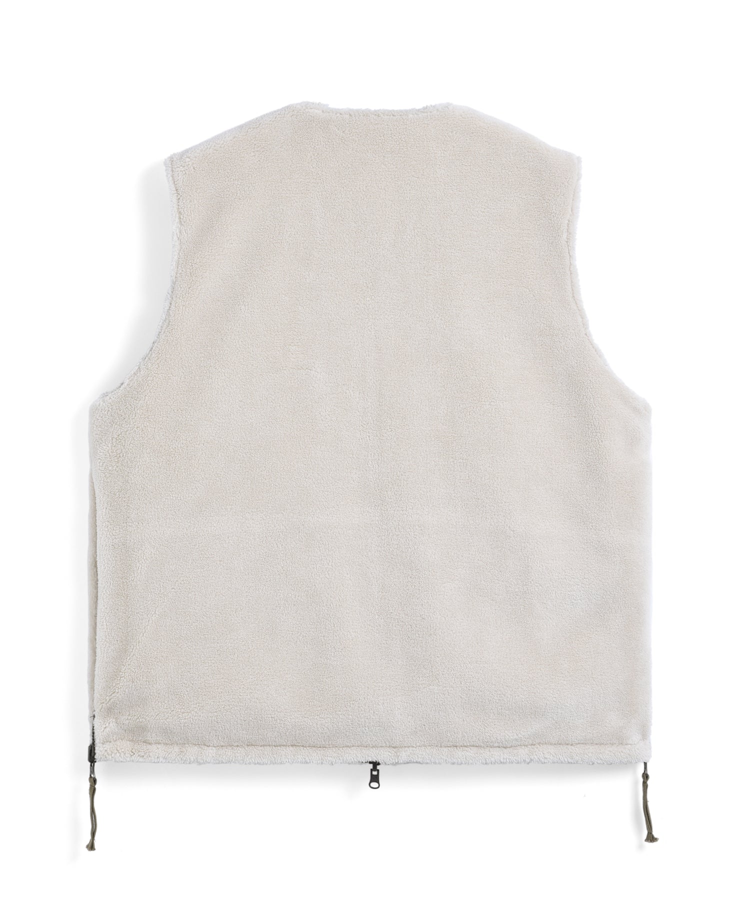 Military Line Reversible Down/Boa Vest – Dark Olive/Cream
