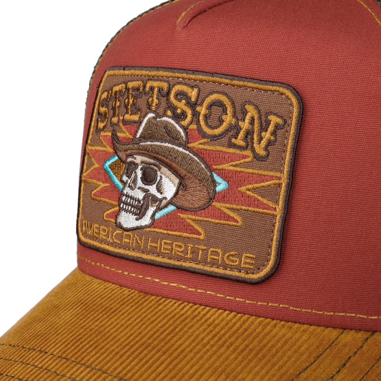 Cowboy Skull Trucker Cap - Yellow/Red
