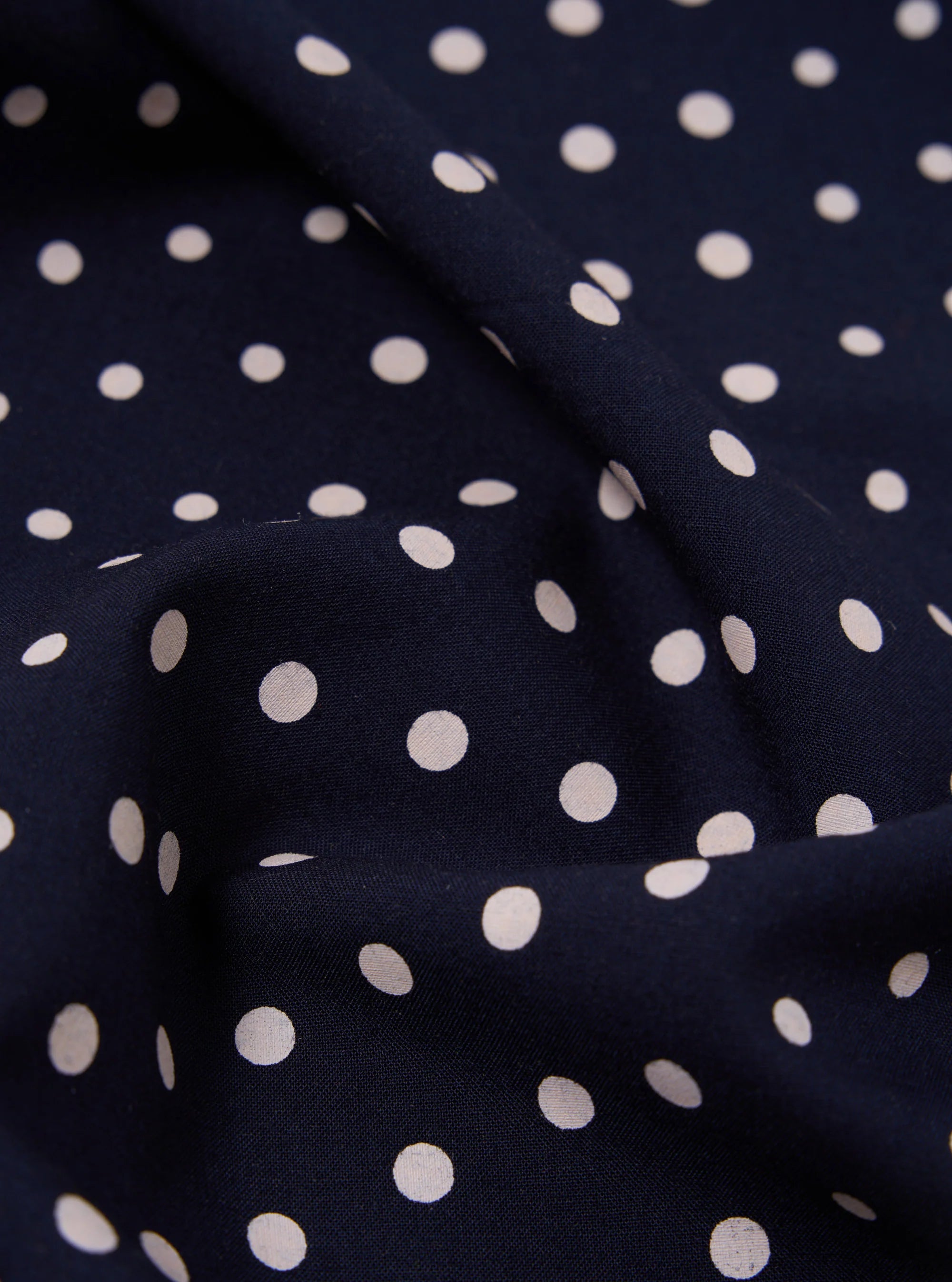 Dot Print Short Scarf - Navy