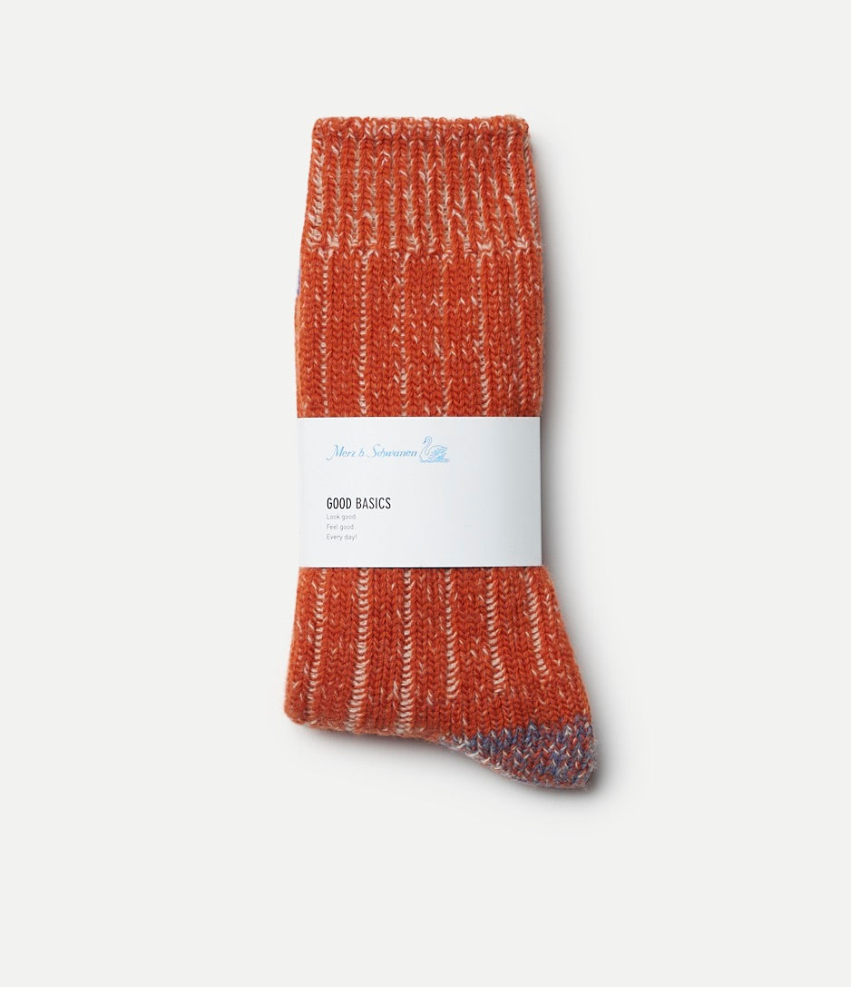 Sturdy Merino Wool Melange Socks - Pumpkin/Nature Mel