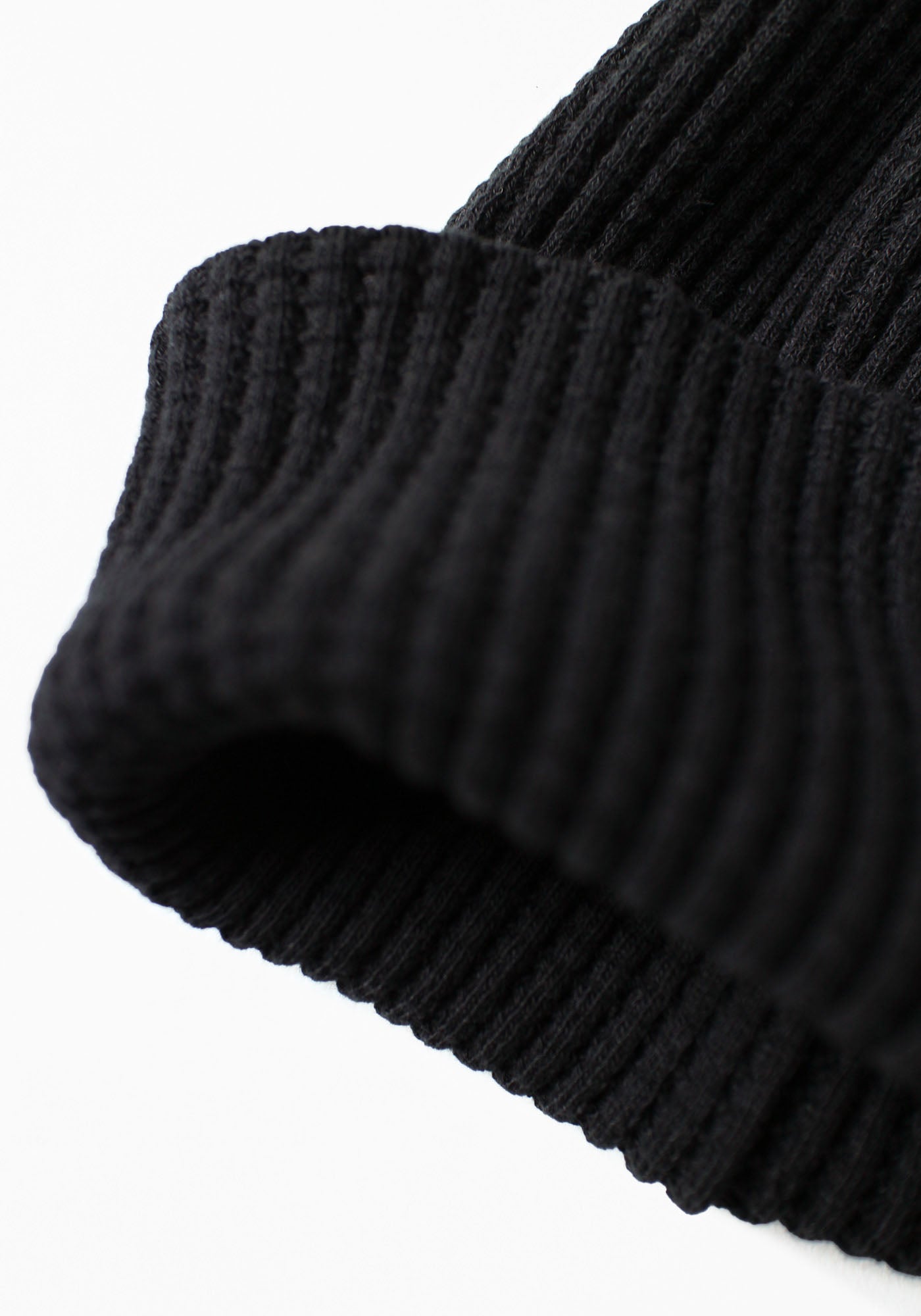 Waffle Knit Beanie - Black