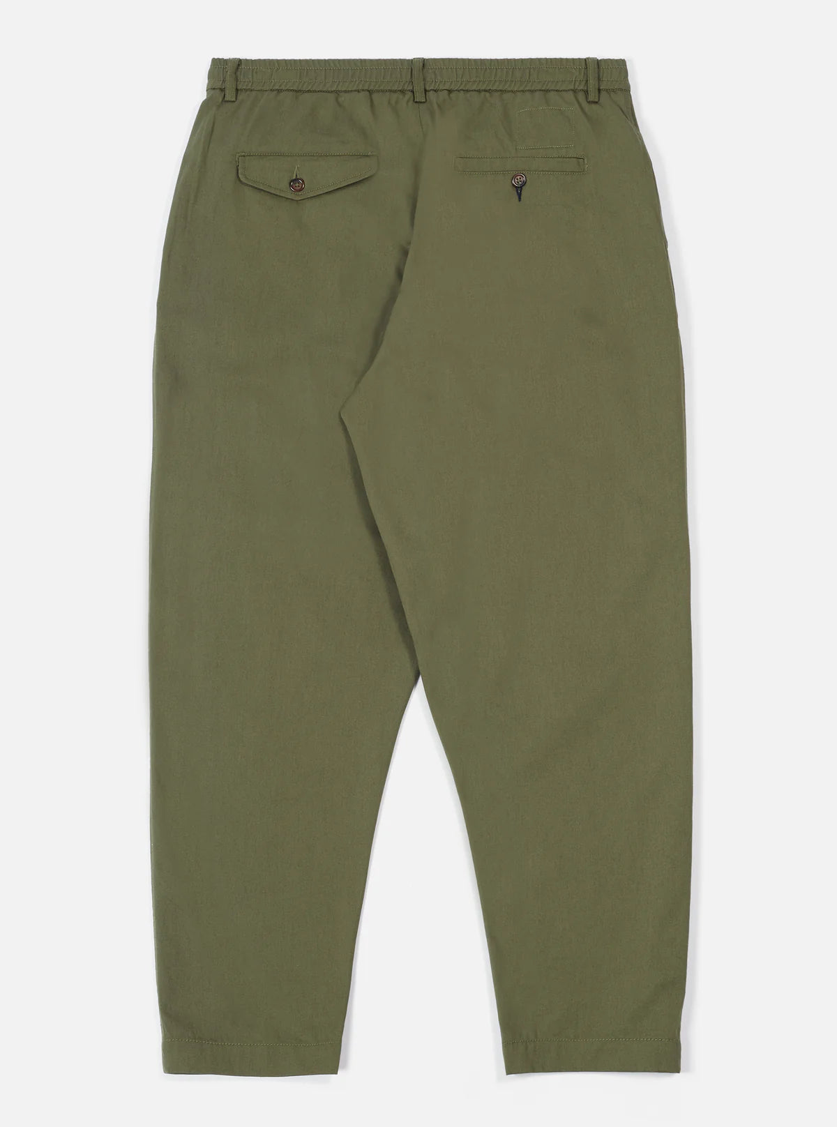 Pleated Track Pant in Light Olive Twill