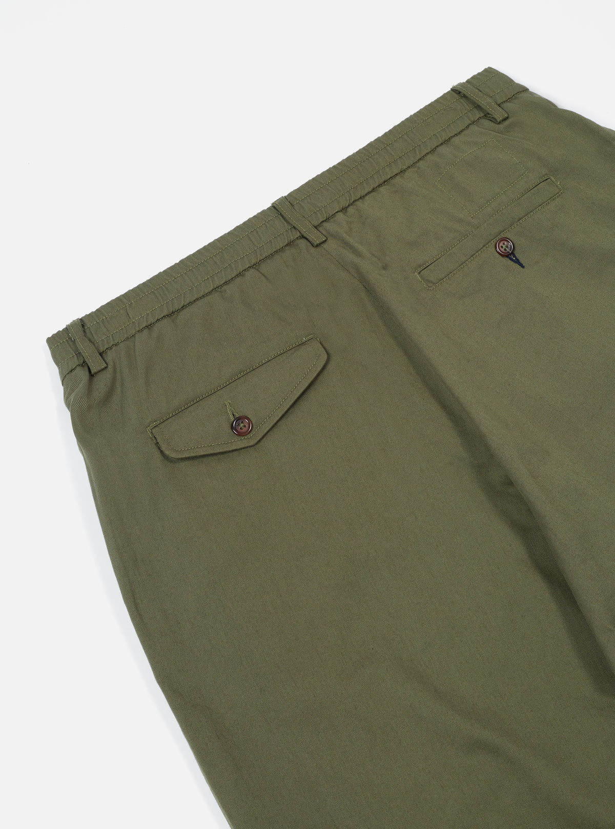 Pleated Track Pant in Light Olive Twill