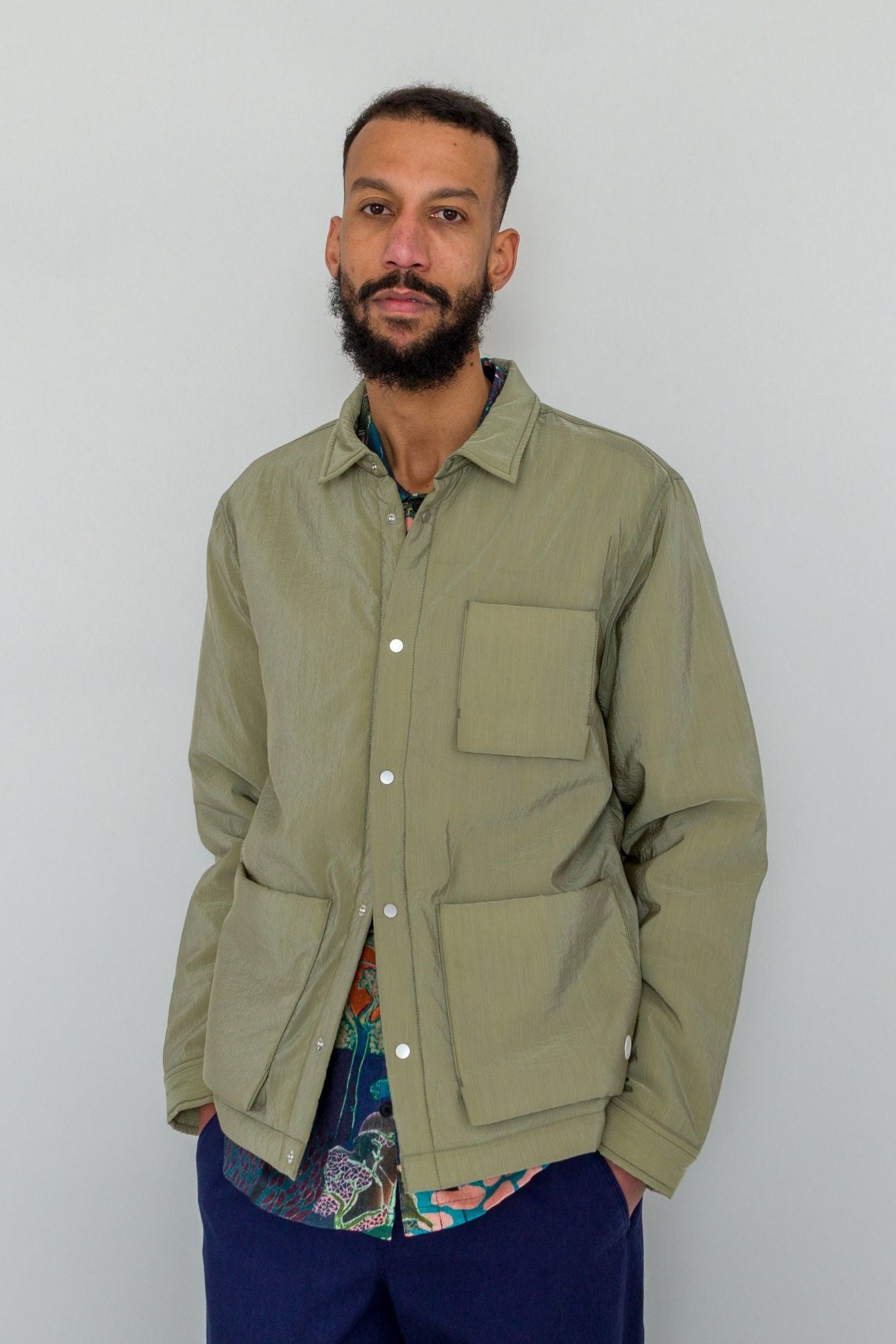 Folk Wadded Assembly Jacket - Sage Green