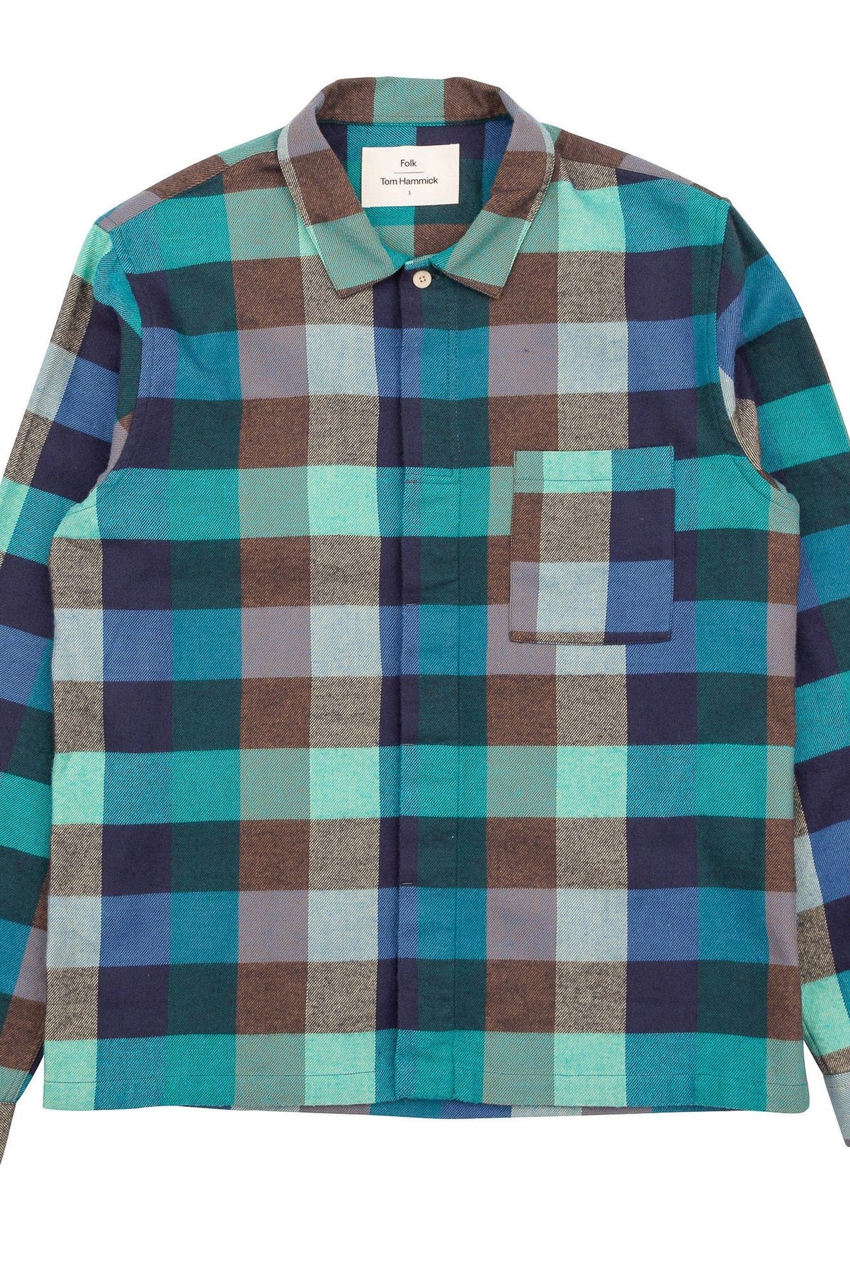 Folk Patch Shirt - Blue Green Flannel Check