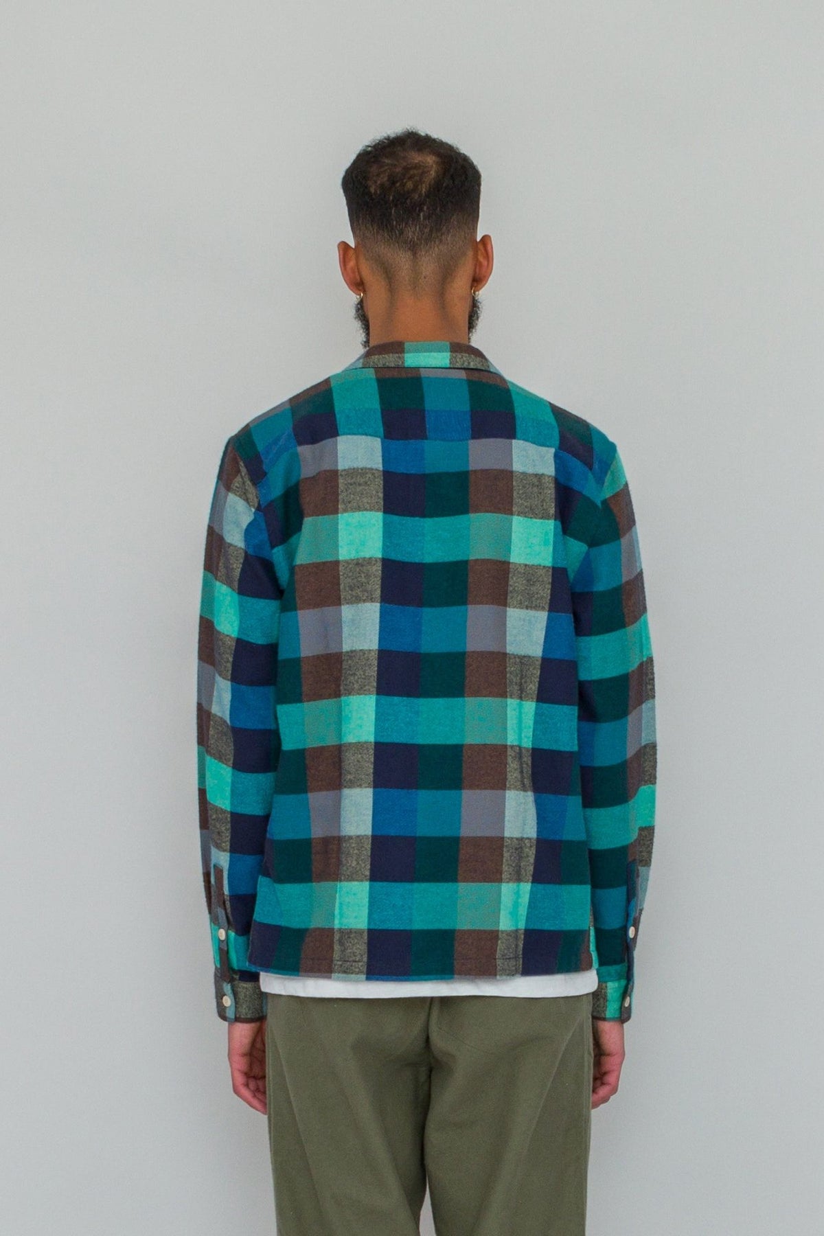 Folk Patch Shirt - Blue Green Flannel Check