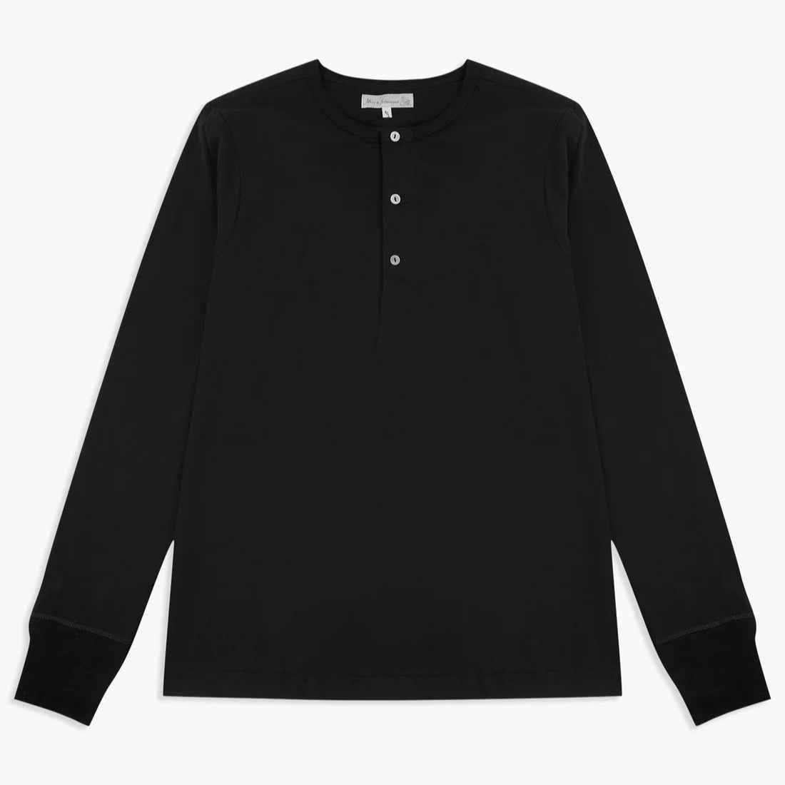 Merz b. Schwanen Loopwheeled Henley Shirt - Deep Black