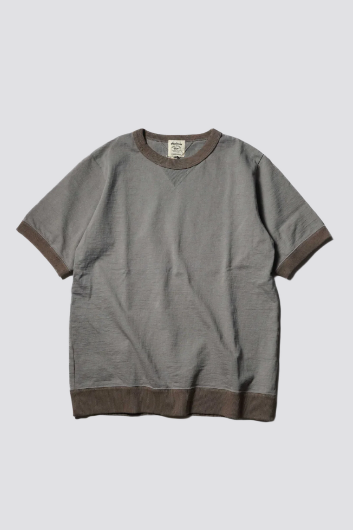 Jackman Dotsume Rib T-Shirt - Solid Gray x Beige