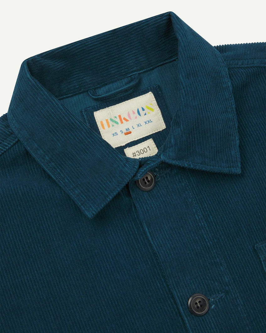 Buttoned cord overshirt - petrol blue