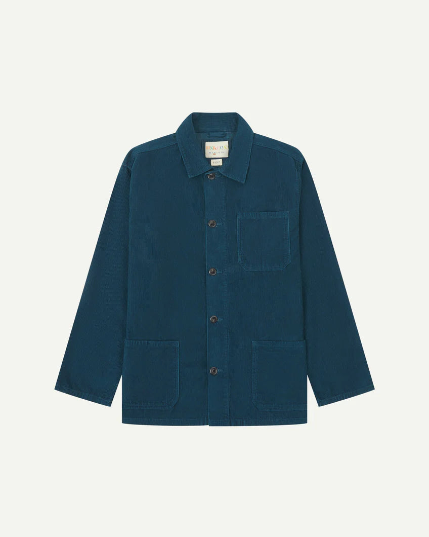 Buttoned cord overshirt - petrol blue