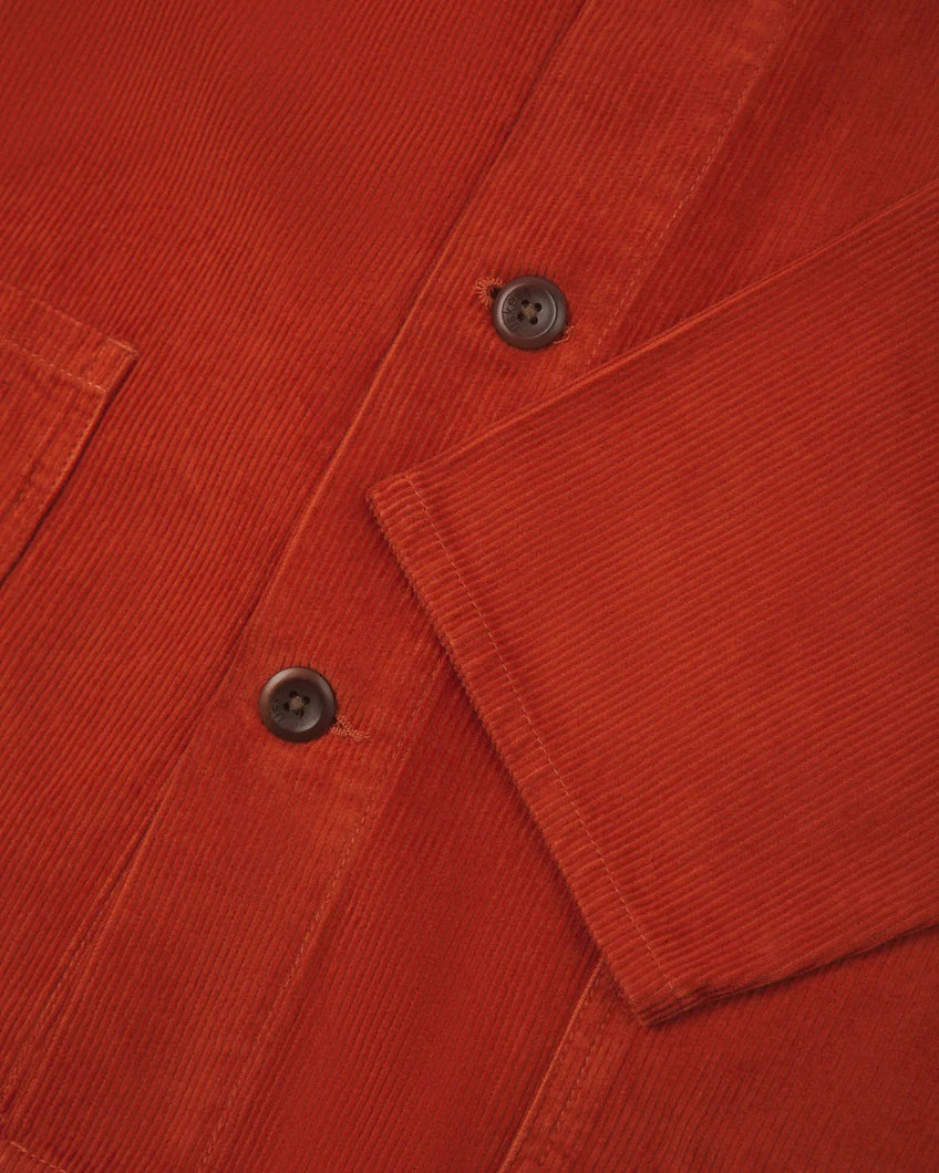 Buttoned cord overshirt - Rust