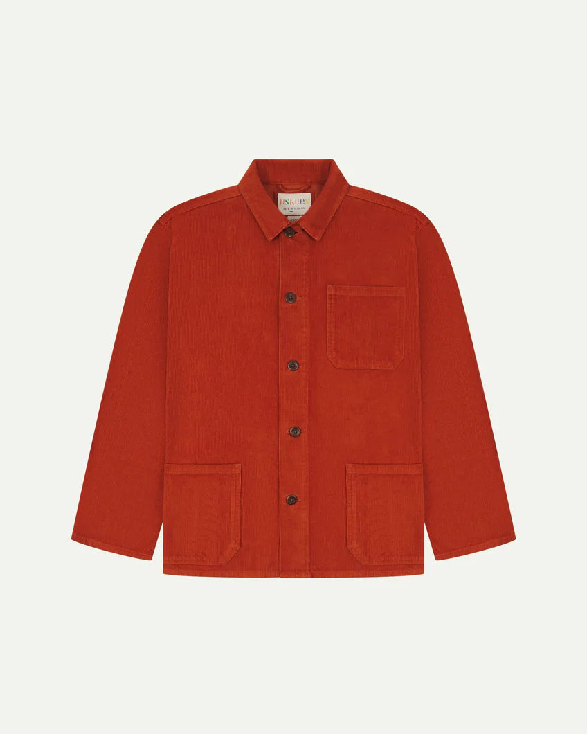 Buttoned cord overshirt - Rust