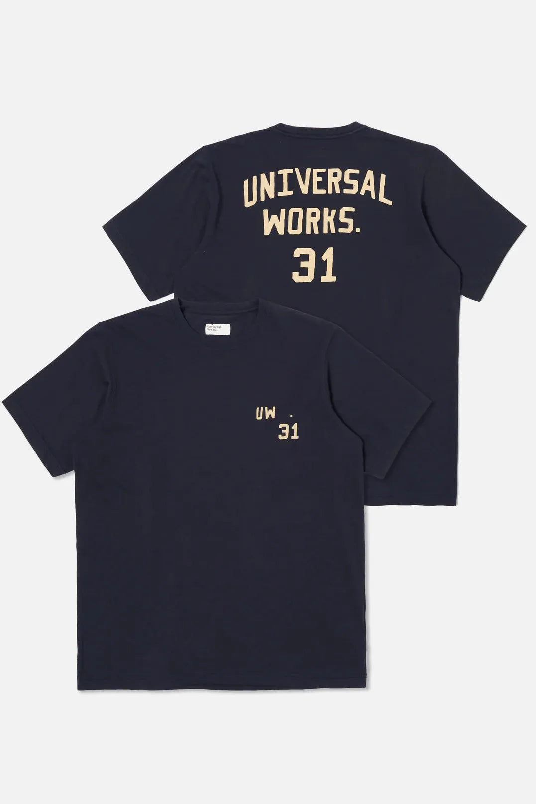 Universal Works Print Tee in Navy Single Jersey UW31