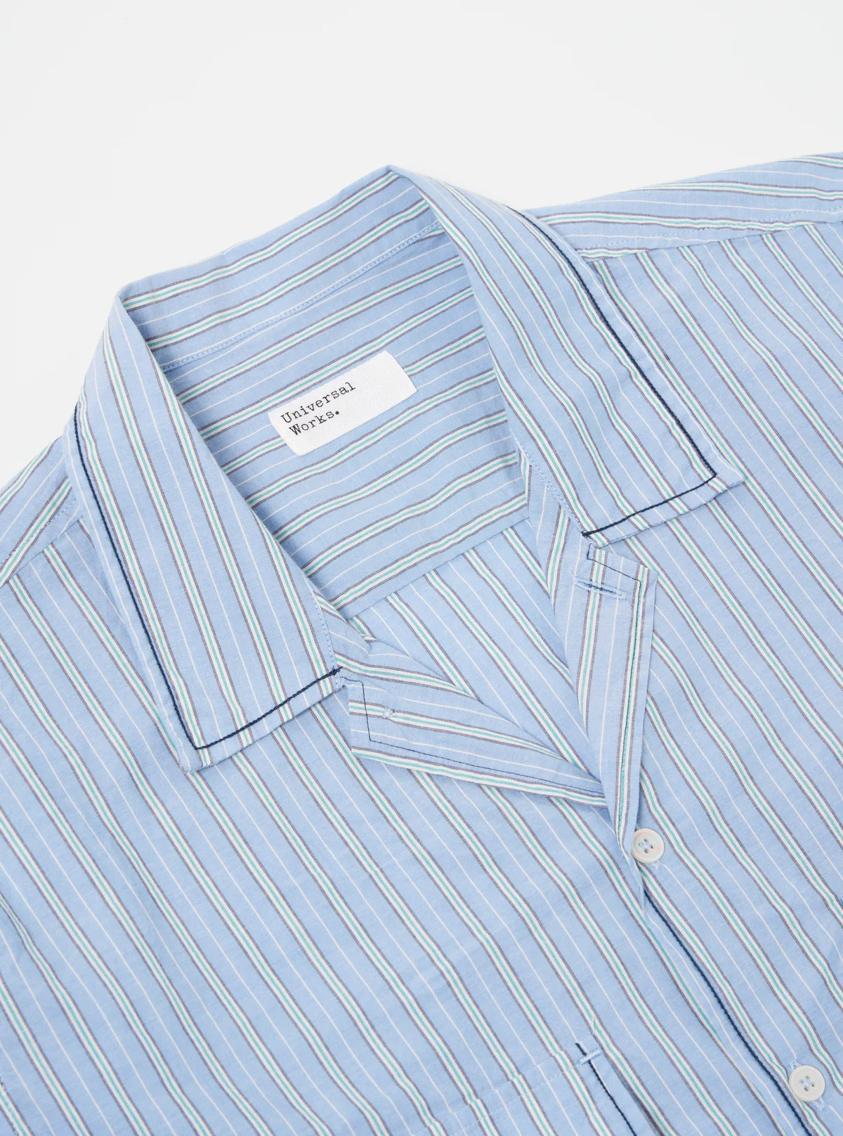 Embroidered L/S Utility Shirt in Blue Chelsea Cotton Stripe