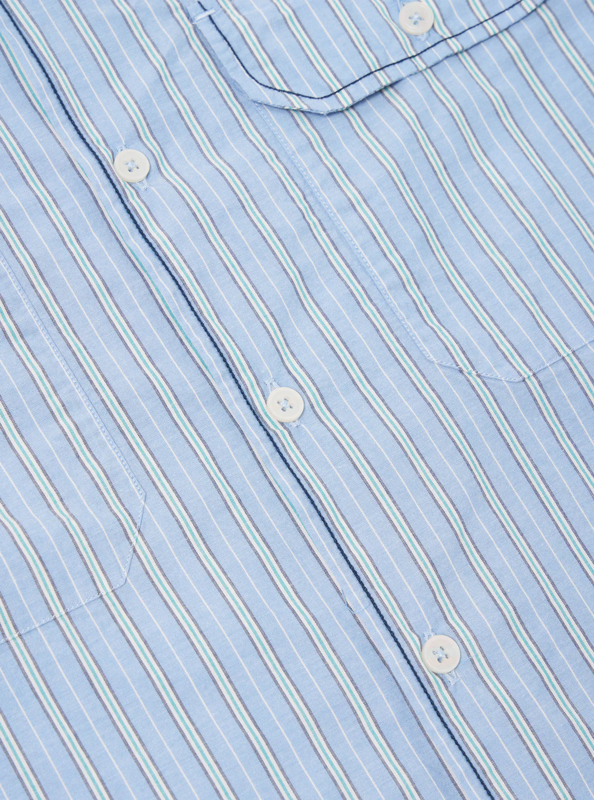 Embroidered L/S Utility Shirt in Blue Chelsea Cotton Stripe