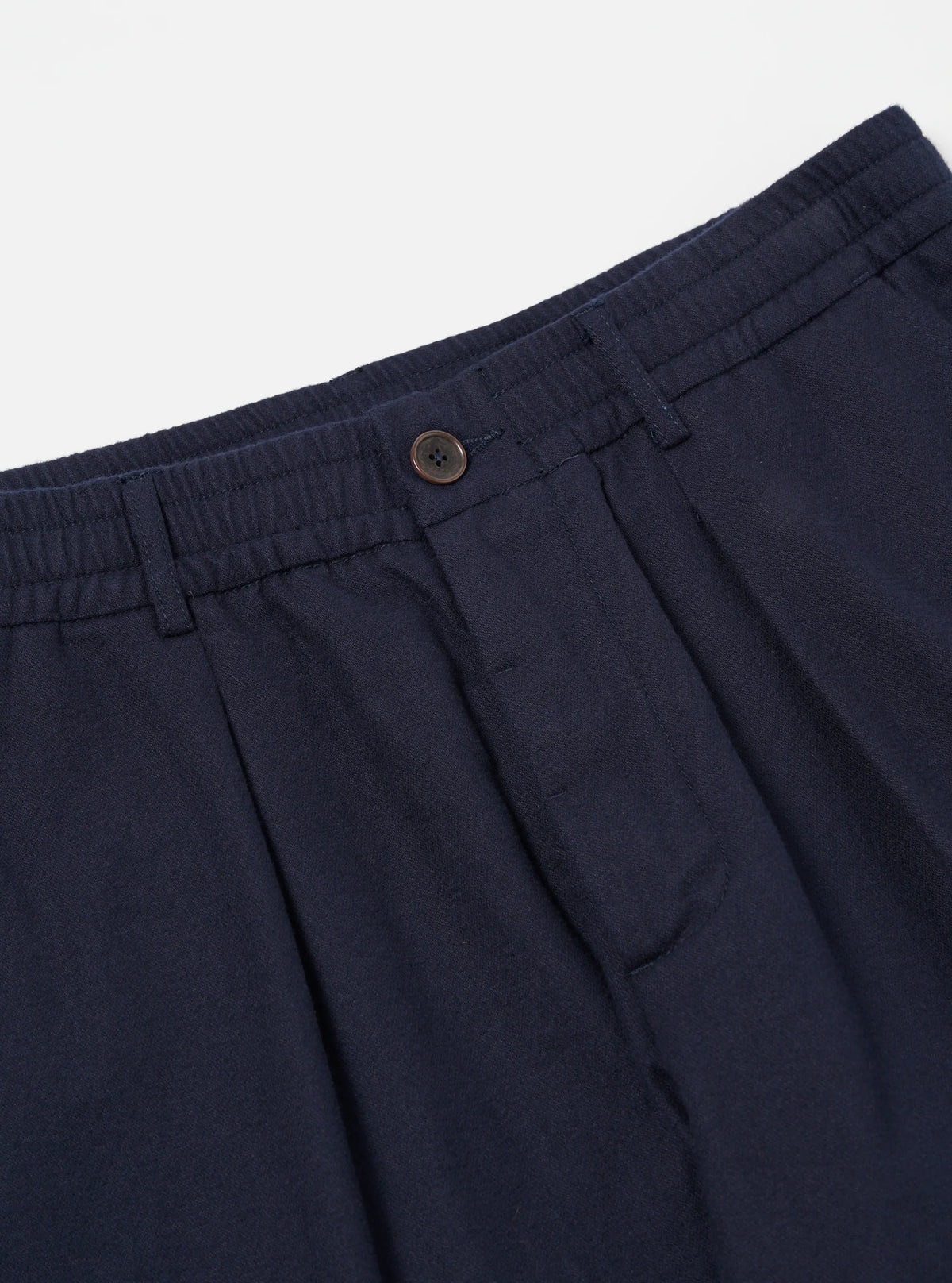 Universal Works Pleated Track Pant - Navy Brushed Moleskin