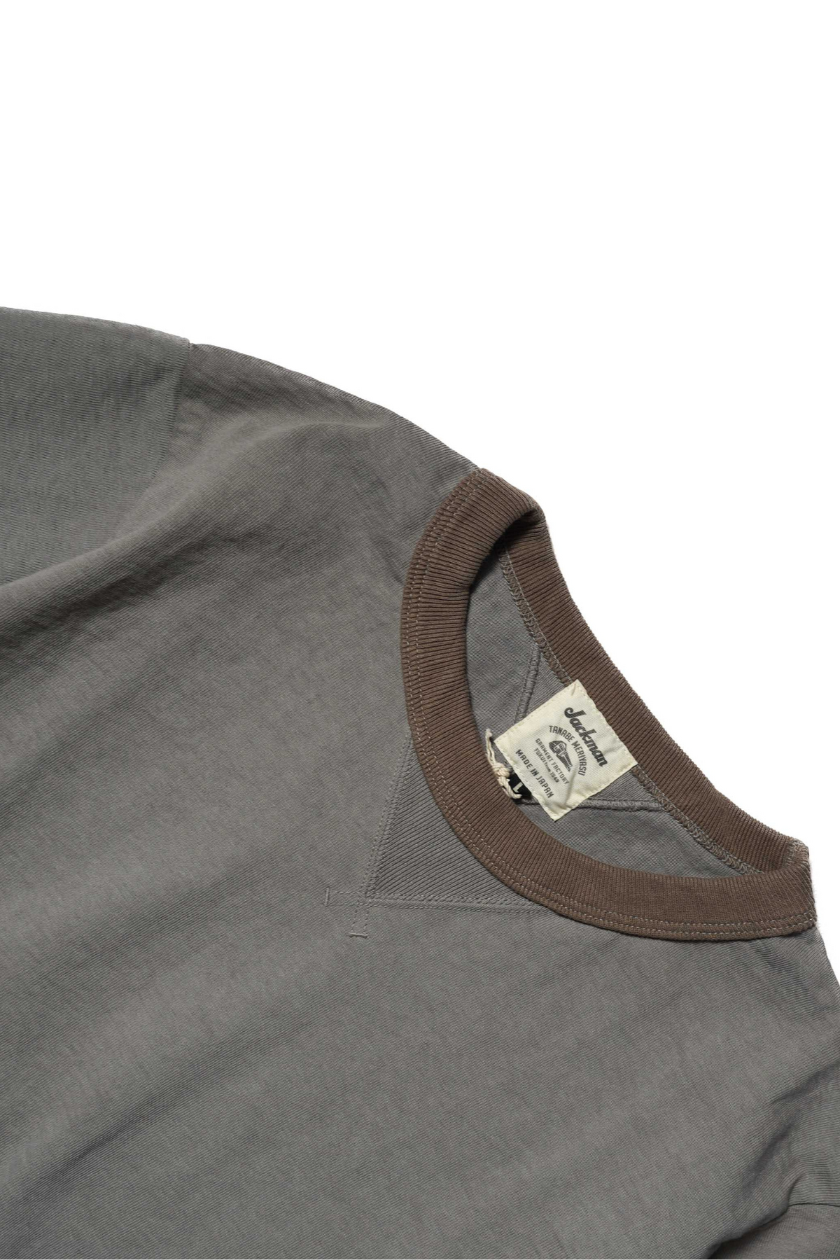 Jackman Dotsume Rib T-Shirt - Solid Gray x Beige