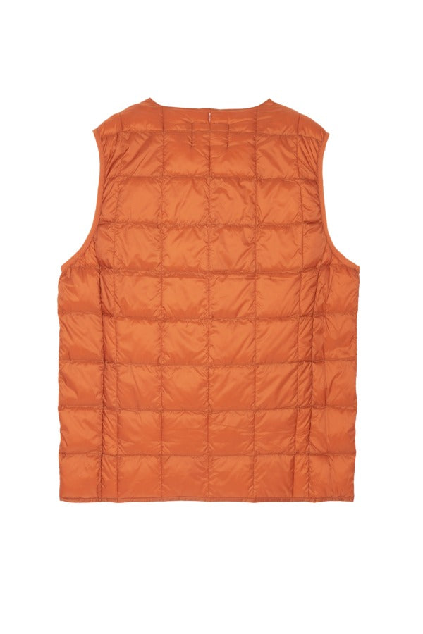 Taion Crew Neck Button Down Vest - Brick Orange