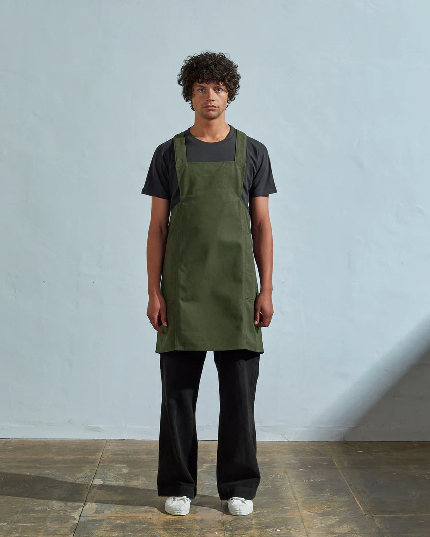 Japanese-style canvas apron - coriander