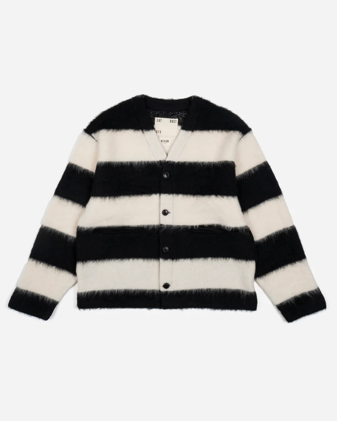 Basic Cardigan Mohair Stripes Black / White