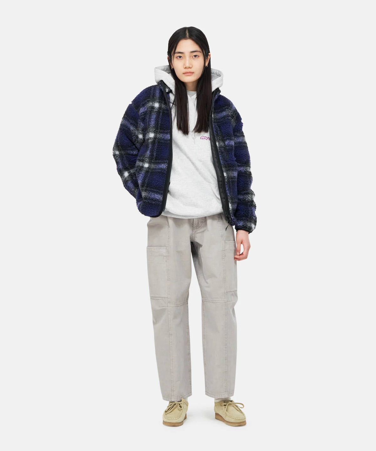 SHADOW PLAID SHERPA JACKET