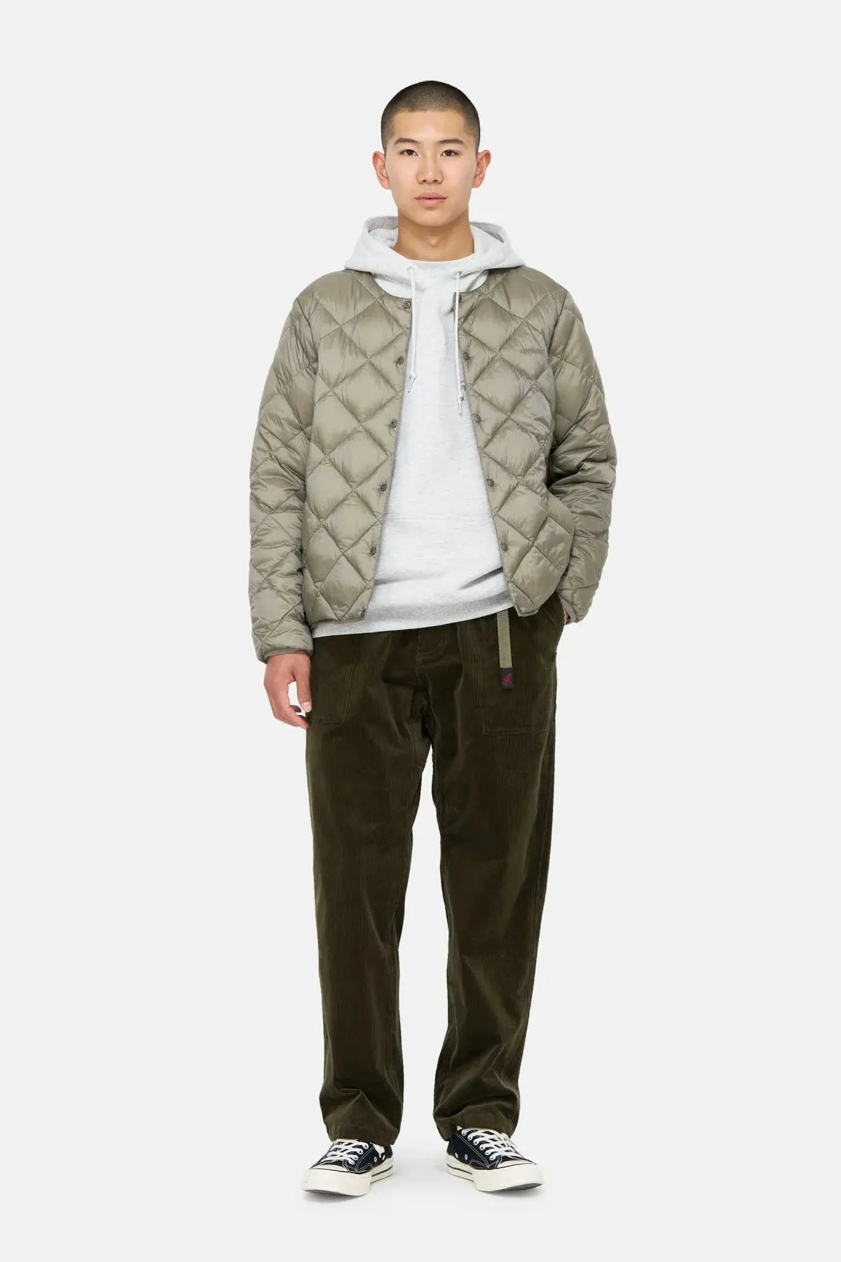 CORDUROY LOOSE TAPERED RIDGE PANT - OLIVE