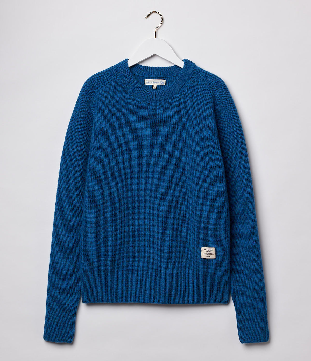 GOOD BASICS Crewneck Pullover Ribbed Merino Cashmere Blend - Carbon Blue