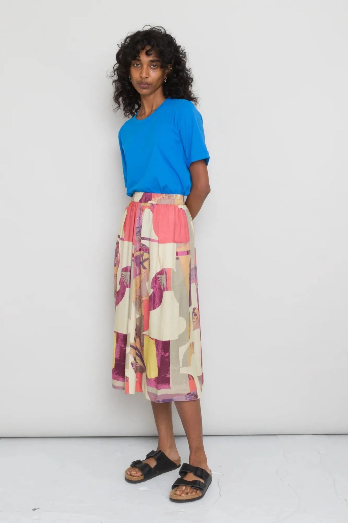 Folk Women&#39;s Full Seam Skirt - Cutout Print Coral Multi