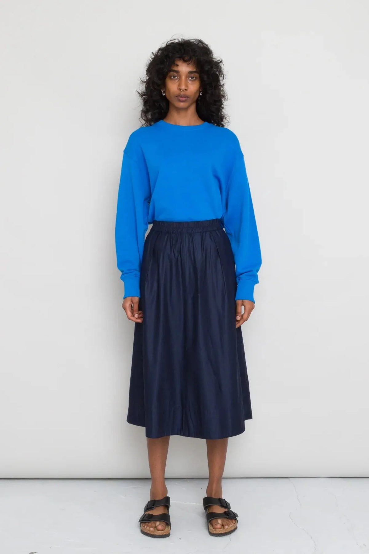 Folk Women&#39;s Full Seam Skirt - Navy Light Poplin