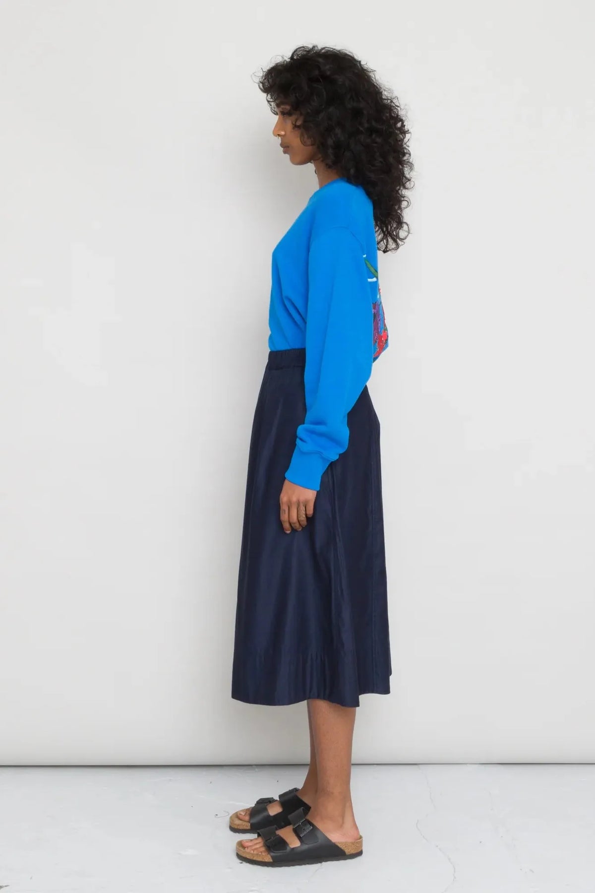 Folk Women&#39;s Full Seam Skirt - Navy Light Poplin