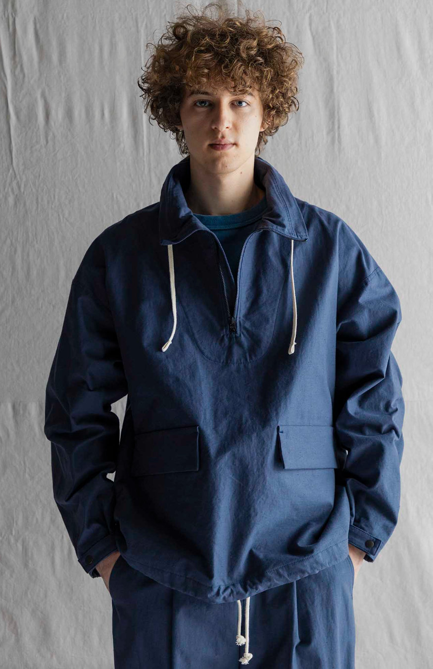 Back Nep Himo Stand Neck - Classic Navy
