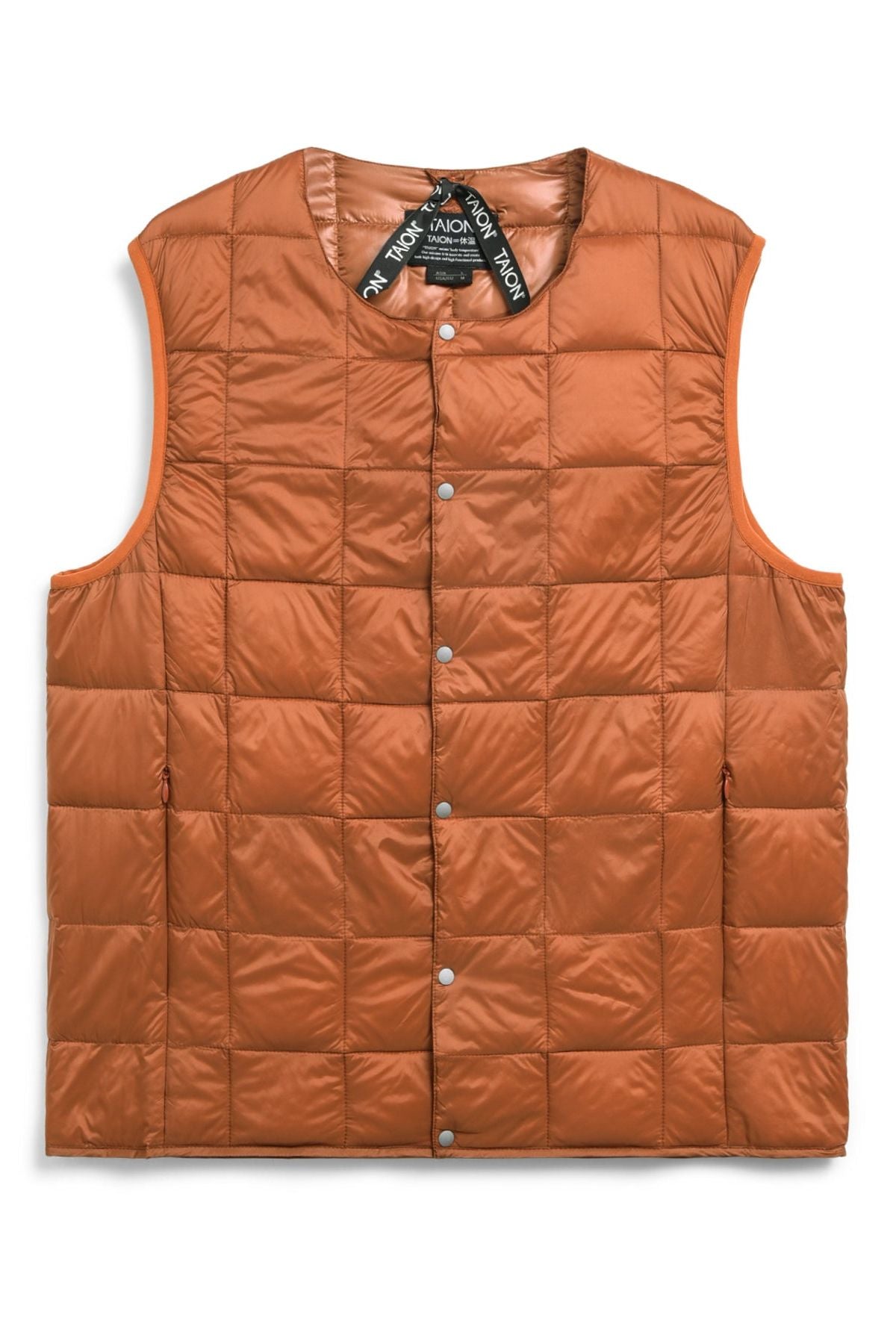 Taion Crew Neck Button Down Vest - Brick Orange