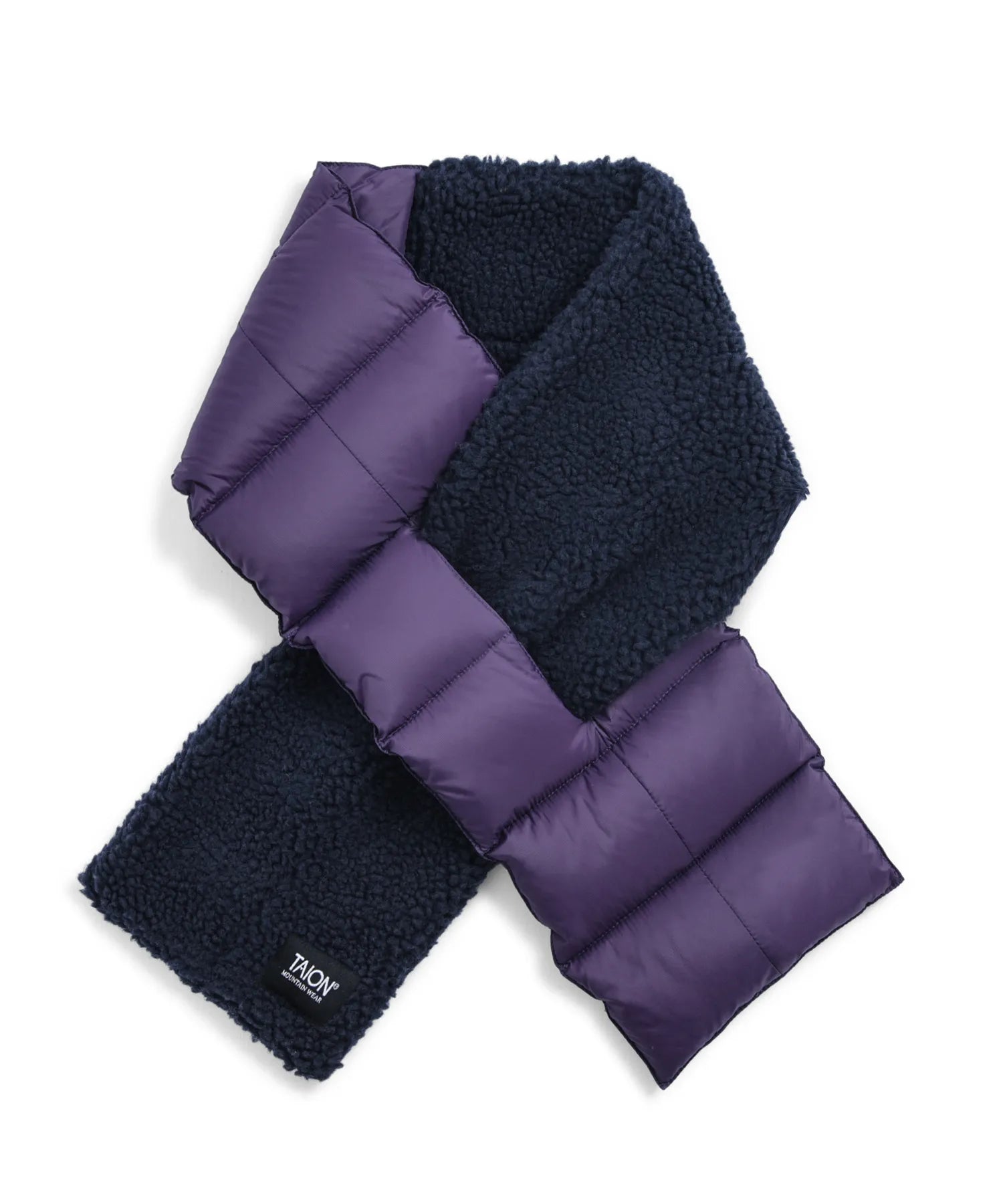 Taion Unisex Mountain Asymmetric Down x Boa Scarf - Dark Purple/Navy