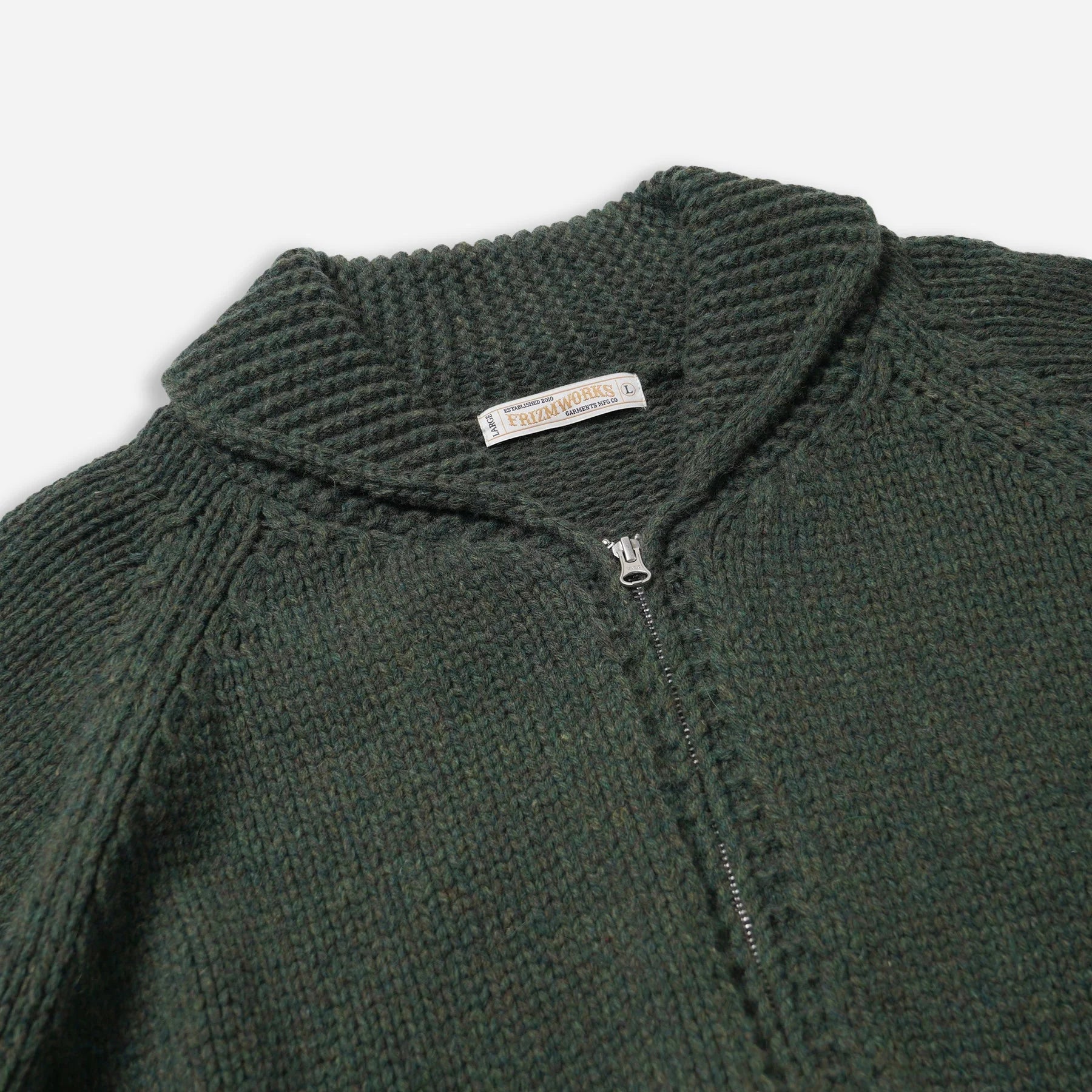 Heavy Cowichan Zip Up Cardigan - Forest Green