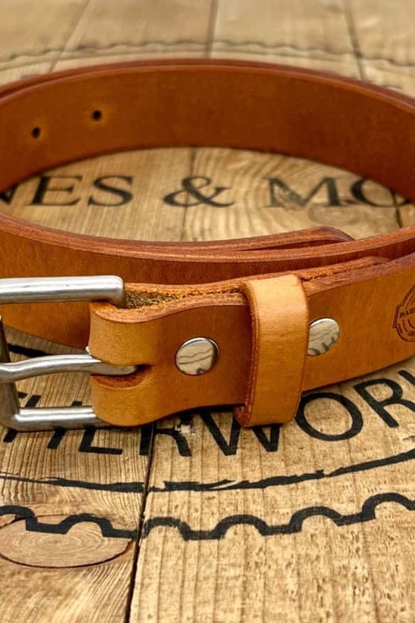 Barnes and Moore Slim Belt - Harness Tan/Nickel