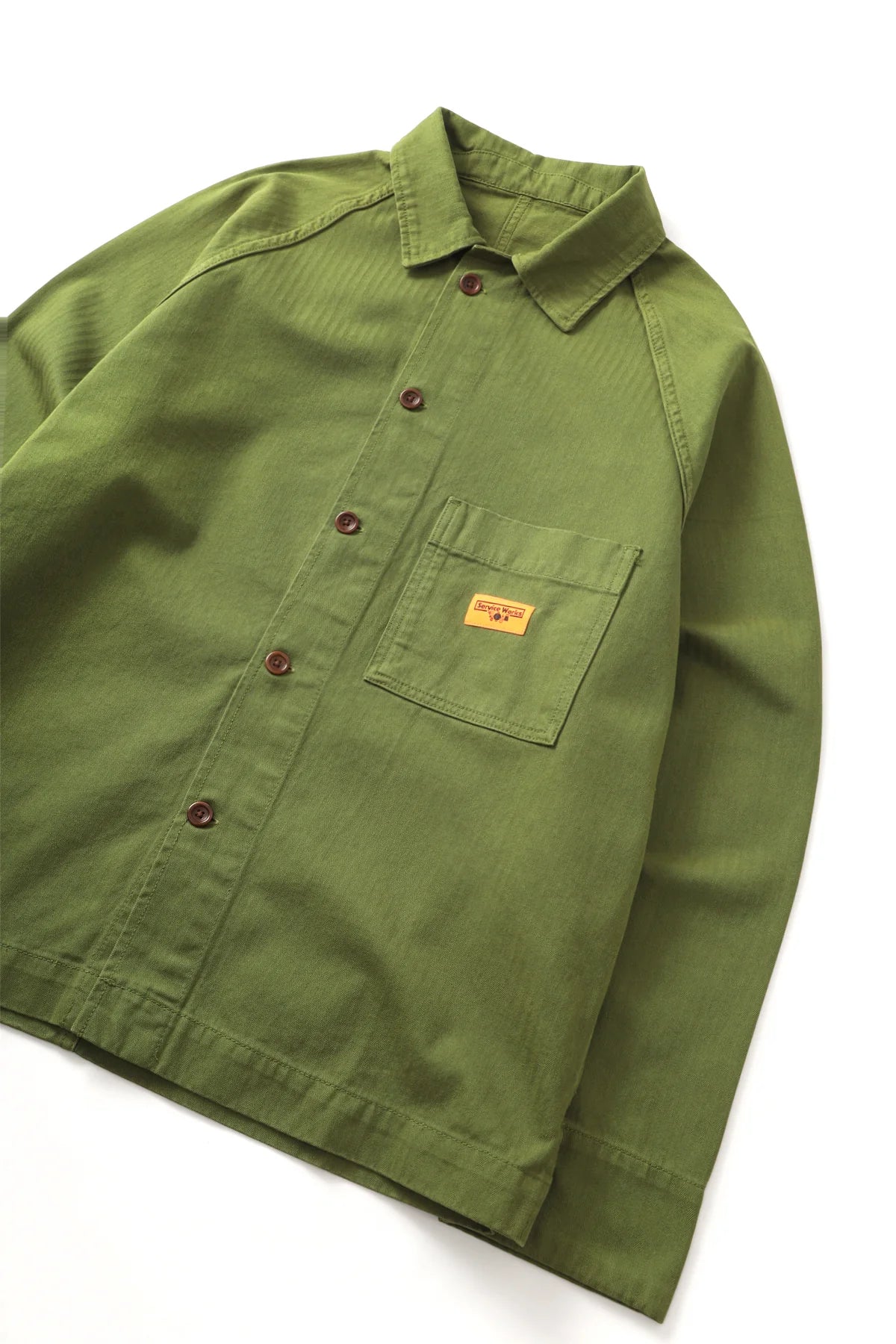 Herringbone Front Of House Jacket - Pesto