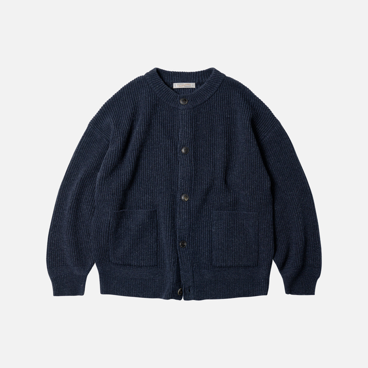 HEAVY WOOL ROUND CARDIGAN INDIGO