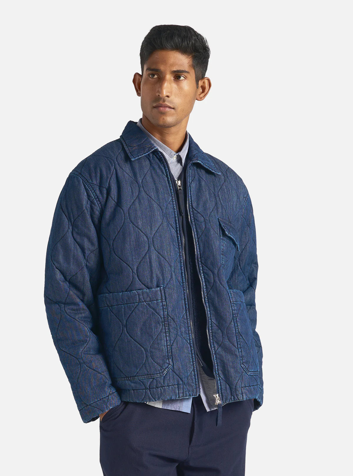 Universal Works - Gower Jacket in Indigo Quilt Denim